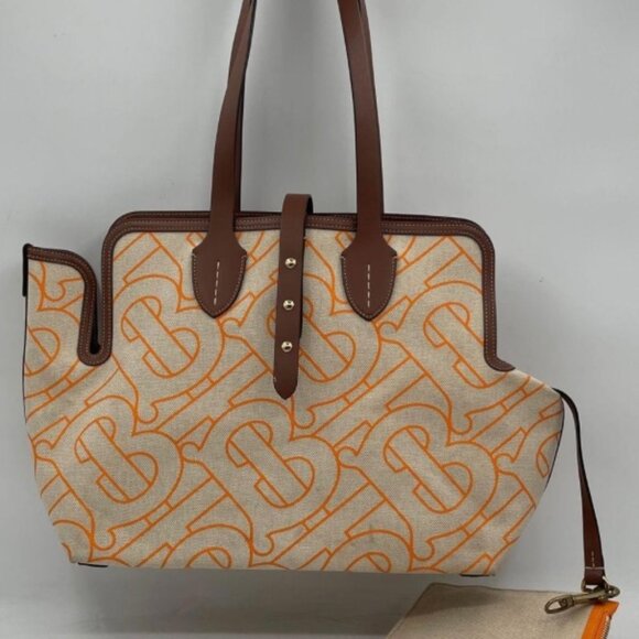 Burberry TB Monogram Canvas and Leather Tote and Pouch - Picture 1 of 5